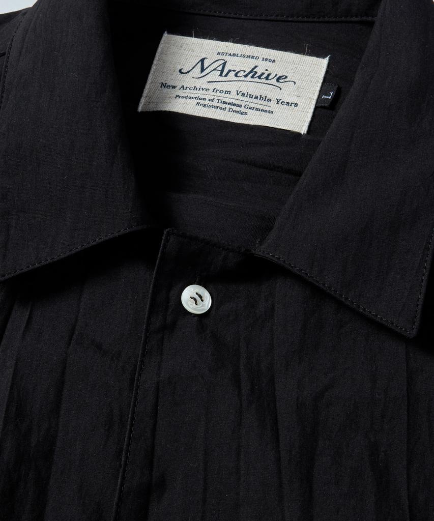 BEYOND CLOSET [Collection Line] Crease Cotton Open Collar Short Sleeve Shirt Black