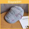 Denim Retro Washed Beret With Pattern Design For Womens Daily Outing Casual