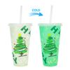 24oz Capacity Cold Drink Cup With Straws Iced Coffee Cup Reusable Straw Cup  Christmas Holiday