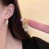 Элегантные корейские серьги-клипсы в форме сердца со стразами для женщин - усовершенствованный дизайн