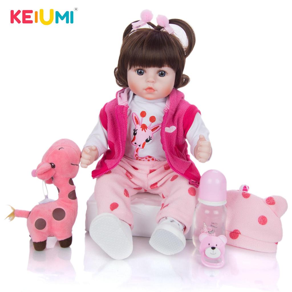 KEIUMI Кукла Reborn Bebe, игрушка, тканевое тело, Реалистичная кукла с жирафом для детей, подарки на день рождения и Рождество