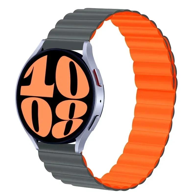 Силиконовый ремешок 20 мм 22 мм для часов Samsung Galaxy watch 6/4/5 pro/3/active 2 amazfit браслет с магнитной петлей HUAWEI watch GT 2e 3 Band