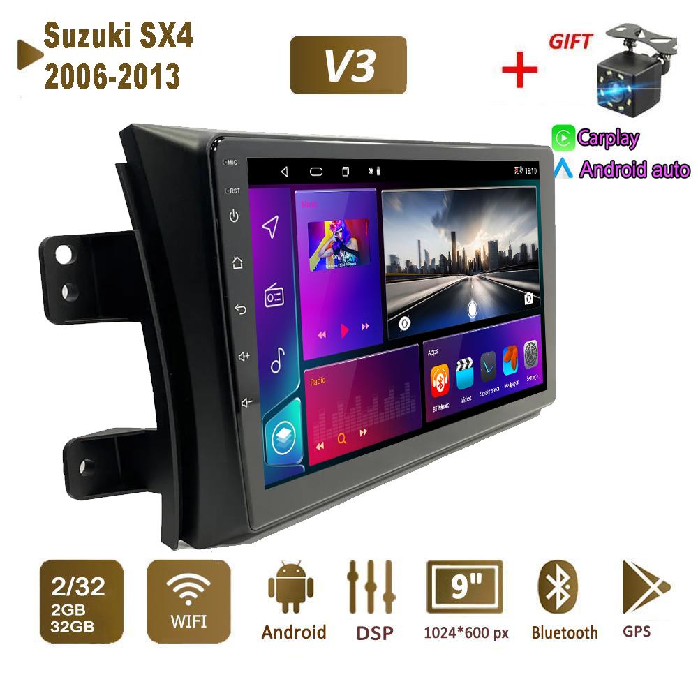 Android Car Radio Stereo для Suzuki SX4 2006-2013 GPS-навигация 2DIN 4-ядерный мультимедийный проигрыватель Carplay Autoradio 4+64 ГБ