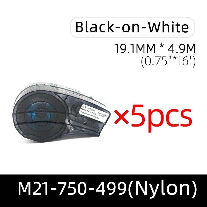 5 шт., картридж для этикеток из полиэстера M21-750-7425/499/488/430/423 0,75 дюйма для принтера этикеток BMP21-PLUS BMP21-LAB, нейлоновая лента для этикеток BOPP