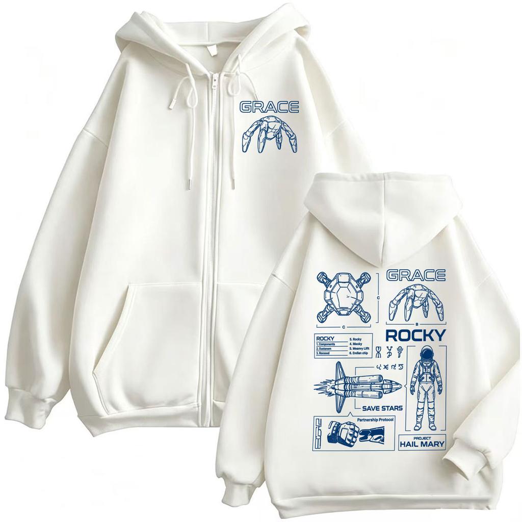 Blueprint Zipper Hoodies Project Hail Mary Space Explorer Jacket Sweatshirt Men Women Fashion Humor Zip Up Hooded