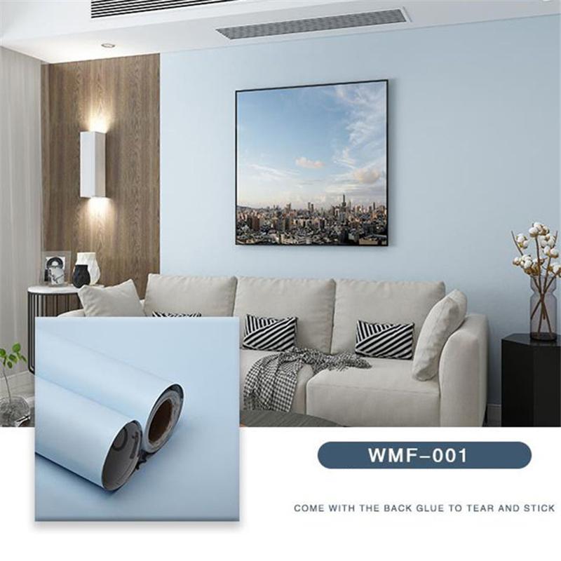 Macaron Solid Color Self-adhesive Wallpaper Stickers Bedroom Living Room Wardrobe Door Decoration Pasted Waterproof Refurbished Wallpaper