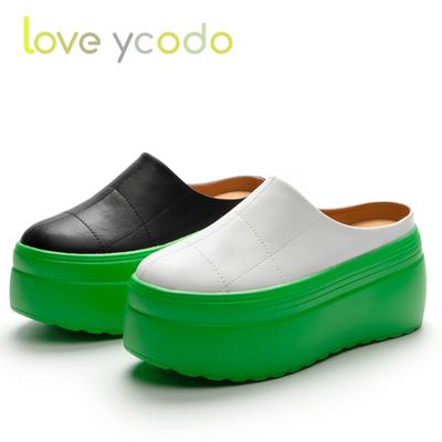 Женская модная повседневная кожаная обувь, водонепроницаемые настольные туфли на очень толстой подошве, простые удобные тапочки-лоферы для девочек на весну, лето и осень