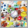 50 Mixed Sports Stickers: Volleyball, Rugby, Skateboarding - Waterproof for Suitcases
