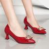 2024 Высококачественные мягкие кожаные женские туфли-одиночки, новые весенне-летние туфли на высоком толстом каблуке, нескользящие, универсальные, рабочие женские туфли