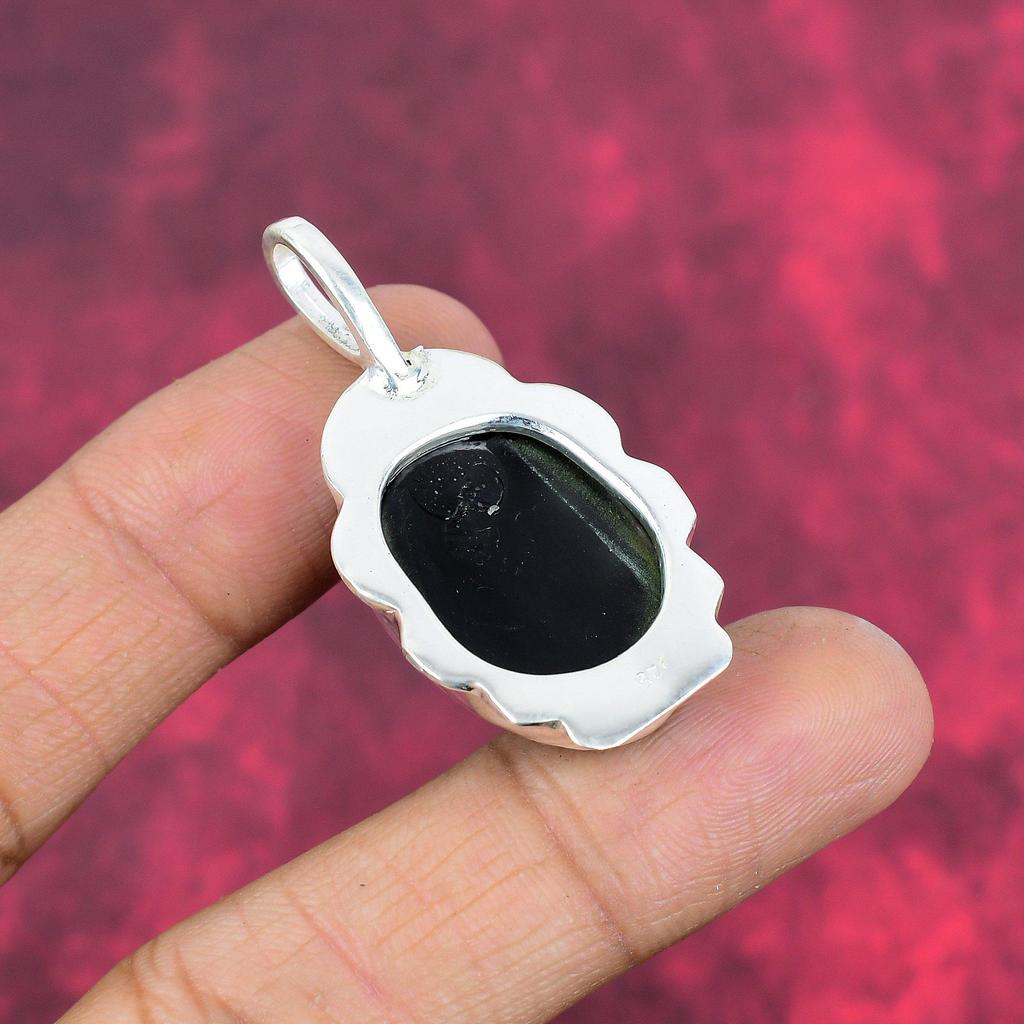 Подвеска Obsidian Eye из цельного серебра 925 пробы, подвеска из драгоценного камня ручной работы, подарки для жены, абсолютно новый кулон
