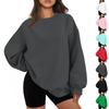 Women's Casual Fashion Solid Color Round Neck Raglan Long Sleeve Sweatshirt Top