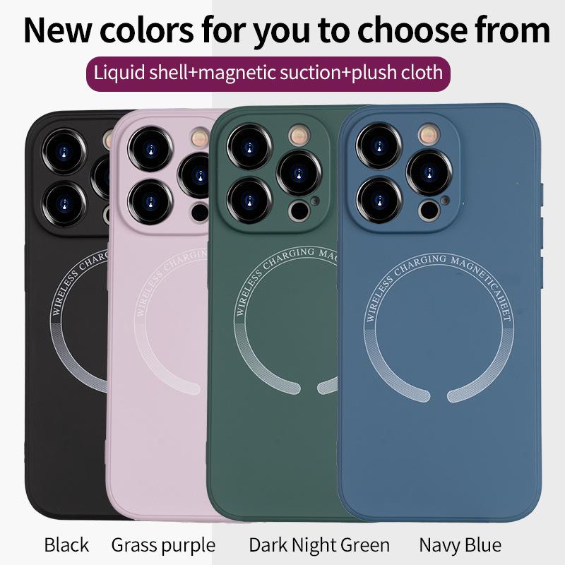 Применимый чехол для iPhone16PRO из жидкого силикона, магнитный чехол для мобильного телефона, iPhone17, полностью закрывающий объектив, мягкий защитный чехол i15
