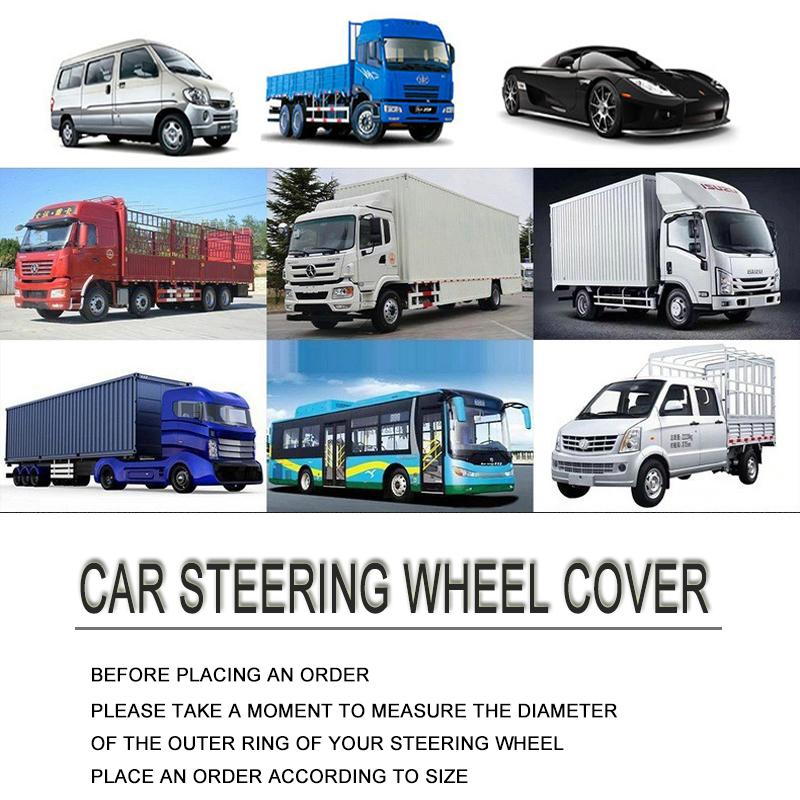 For Truck Van Bus Universal Fit 38-50CM Suede Leather Steering Wheel Cover Non-Slip Breathable Long Distance Driving Interior