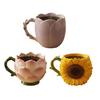Flower Coffee Mug with Large Capacity Tea Milk Water Floral Shape Handle Heat-resistant Drinking Cup Decoration