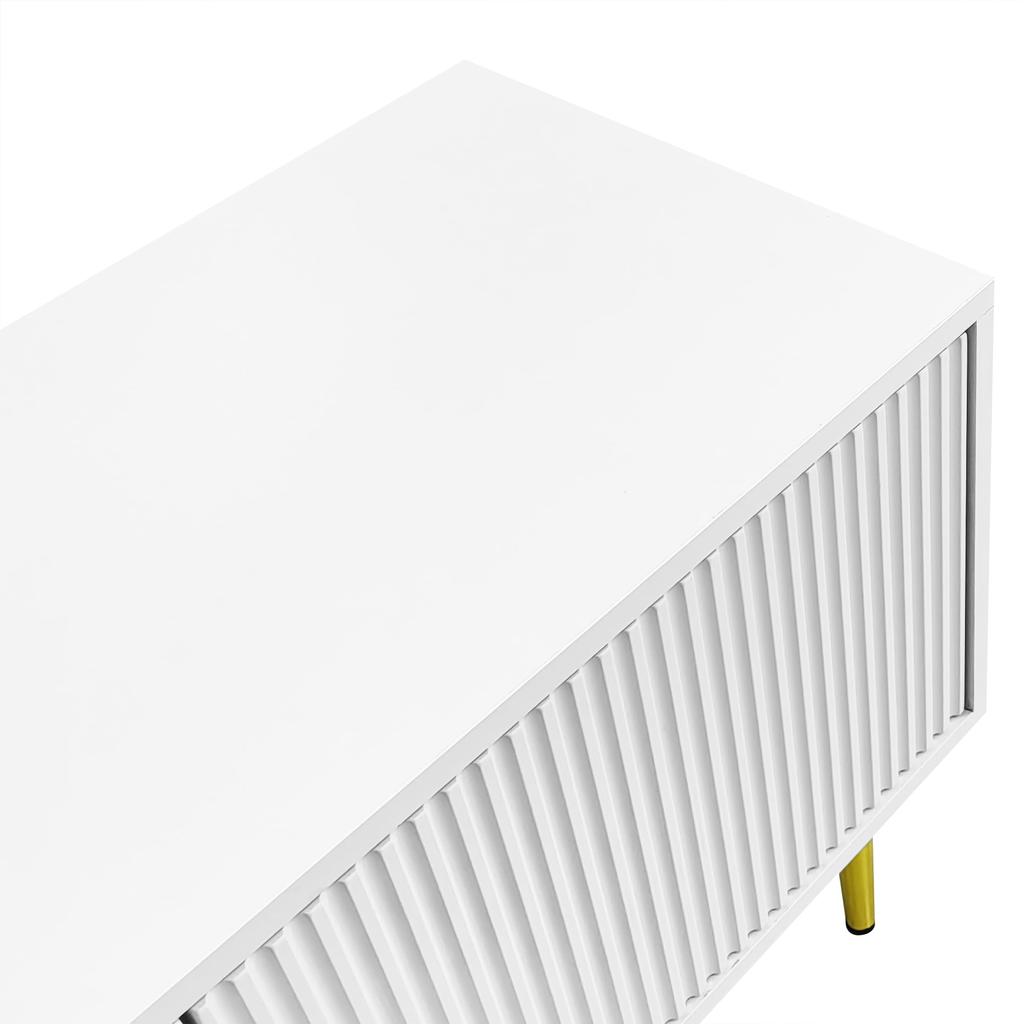 TV Schrank Lowboard 170 cm, 4 Modernes TV Board TV-ständer Mattglastür, Eleganter Fernsehtisch HiFi-Schrank Wohnzimmer Mediamöbel Weiß