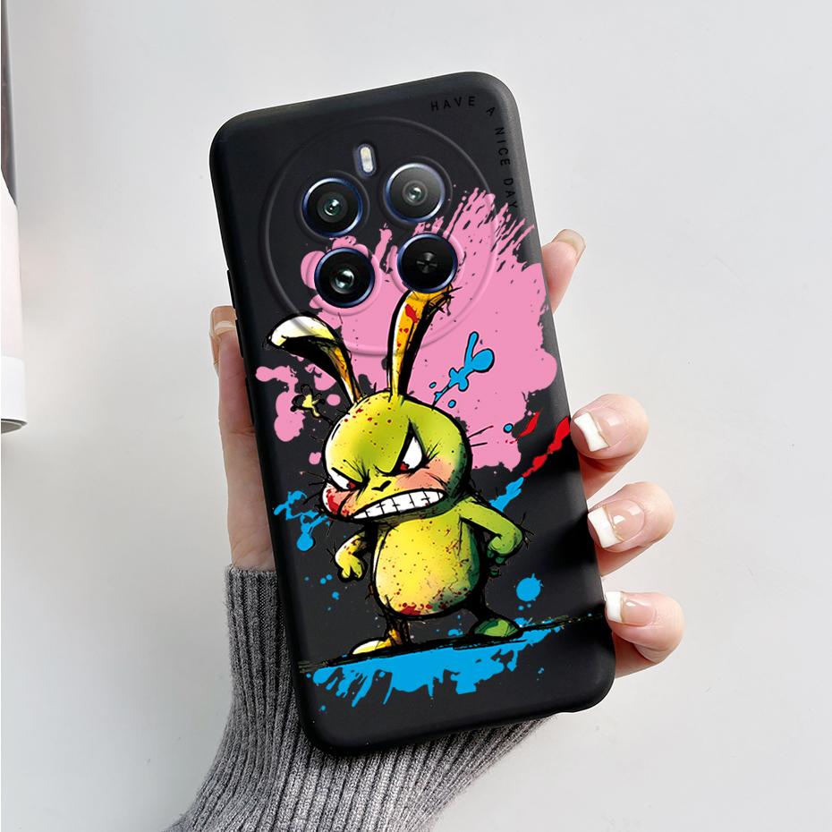 Чехол для OPPO Realme 12 Pro Realme 12 Pro Plus + 5G RMX3840 Чехол для телефона Милый Кролик Панда Задняя Матовая Мягкая Защитная Крышка Fundas