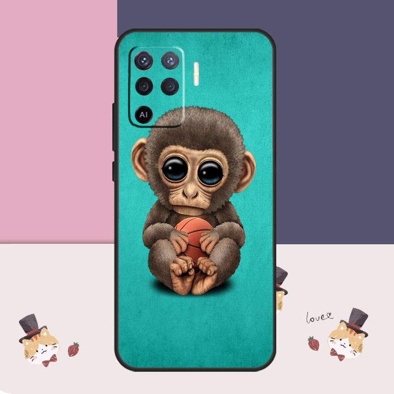 Чехол с обезьяной, гориллой, обезьянкой для Oppo A38 A58 A78 A98 A54 A74 A94 A18 A57 A17 A77 A80 A60 A40 A96 A76 A16 A15 A5 Pro
