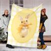 1pc Easter Bunny Outdoor Flannel Blanket , Machine Washable Perfect Gift for Birthday , Holiday Travel Accessory , Durable Material