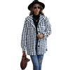 Autumn and Winter Women's Fleece Jacket Casual Plush Long-sleeved Loose Kilobird Check Medium-length Facecloth Blazer Collar Coat