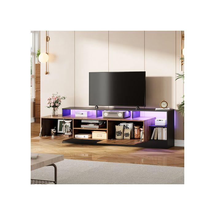 Meuble TV contemporain pour téléviseurs jusqu'à 70 pouces avec rangement ouvert Cadre noir