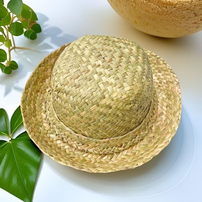 Handmade Wheat Straw Wide Brim Sun Hat - Breathable Weaved Cap for Outdoor Fishing, UV Protection Summer Hat