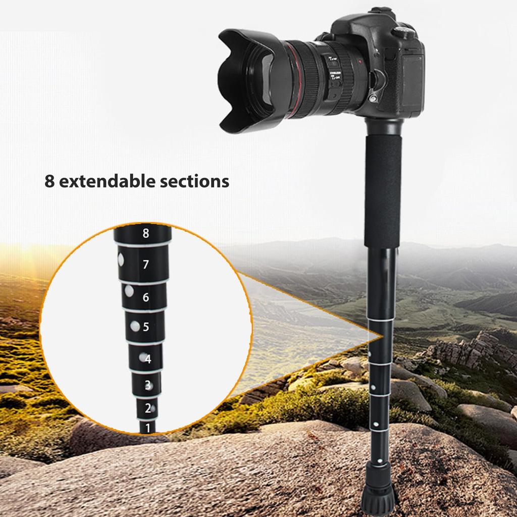 Camera 8 Section Camera Stable Shooting Monopod Lightweight Portable Travel Monopod with Carrying Bag Screw Monopod, Monopod, 1/4-3/8