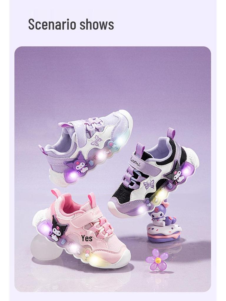 Светящиеся кроссовки для девочек Hello Kitty & Kuromi - Тренд осени 2025