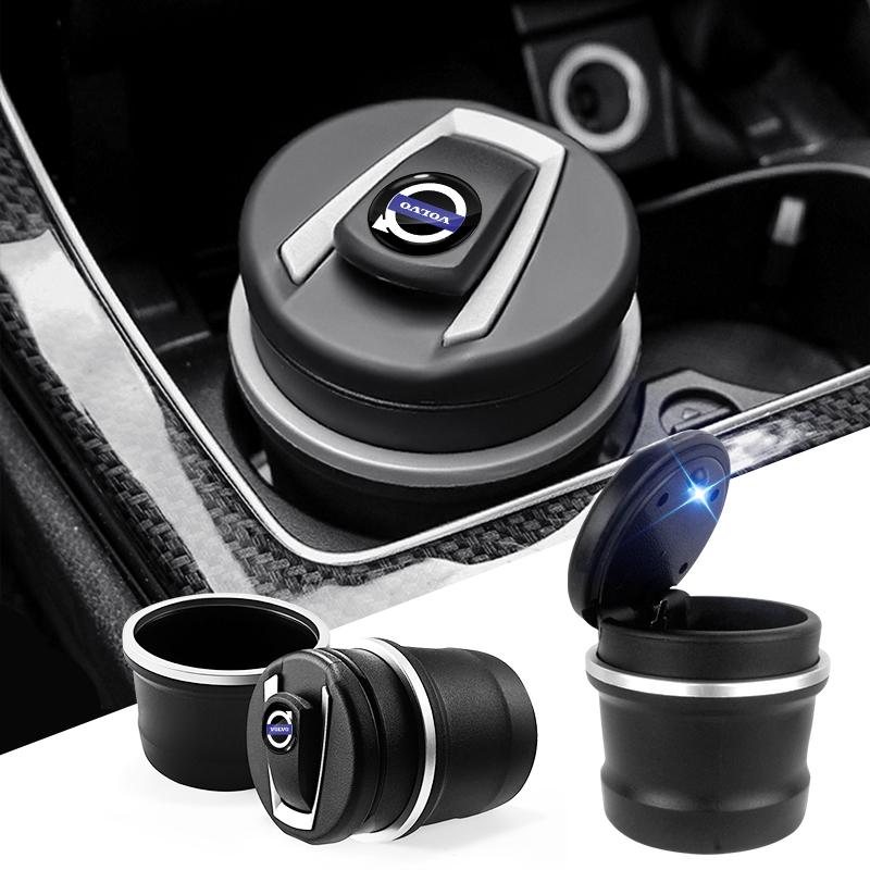 Автомобильная светодиодная пепельница, емкость для мусора и монет Для Volvo XC90 XC60 C30 T6 C70 XC40 XC70 V70 V50 S80 S40 Автомобильные аксессуары для интерьера