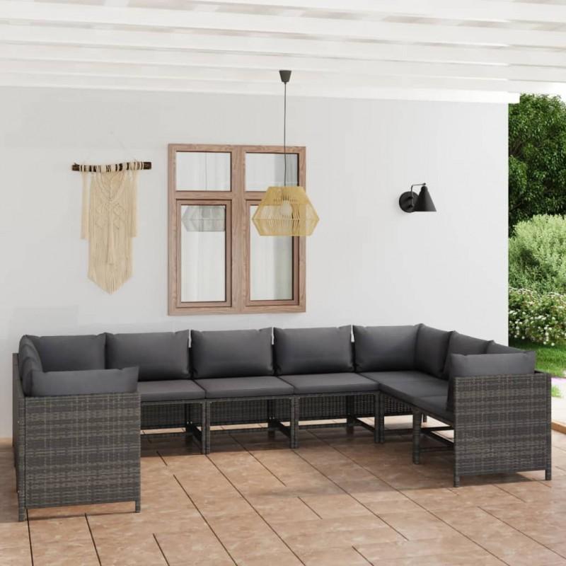 Day and Night - Day and Night Garden Furniture Set 9 Pieces and Gray Synthetic Rattan Cushions