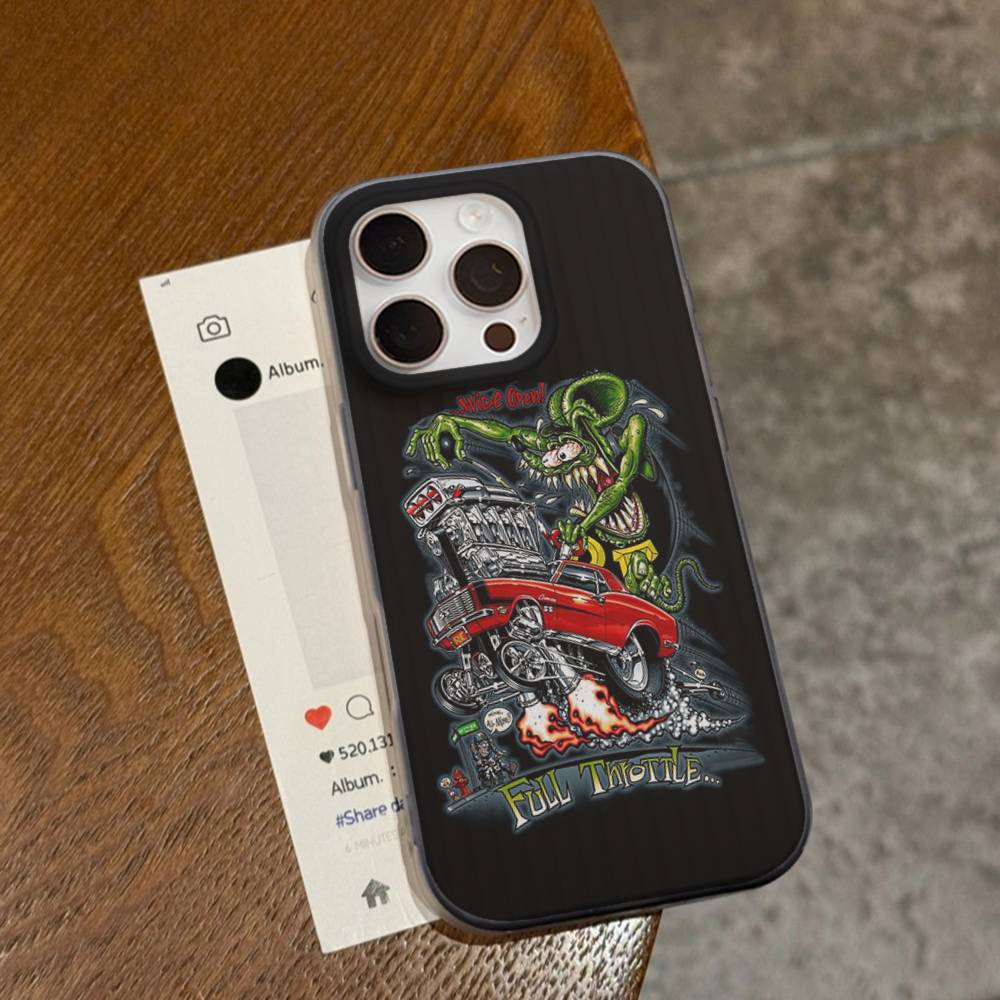 Забавный Rat Fink Для IPhone 15 16 17 14 13 12 11 Pro Max 16E 16 Plus 17 Air Гофрированный Ударопрочный Чехол для Телефона