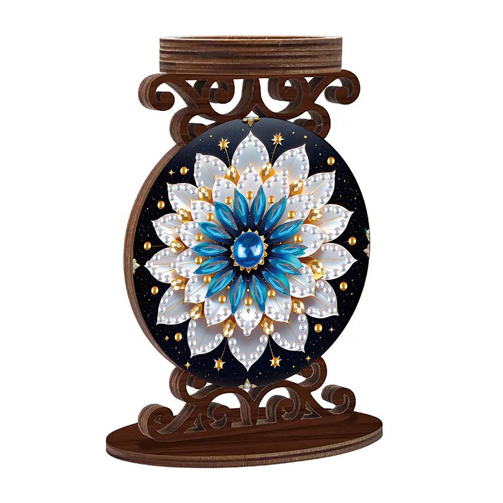 Wooden Desktop 5D DIY Diamond Painting Art Candle Holder Diamond Painting Desktop Tea Light Candle Holder Unique Artistic Gift