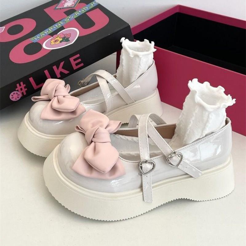 Туфли Мэри Джейн на платформе Fairy, детские летние универсальные туфли Sweet Feel с бантом на большой голове, маленькие кожаные туфли