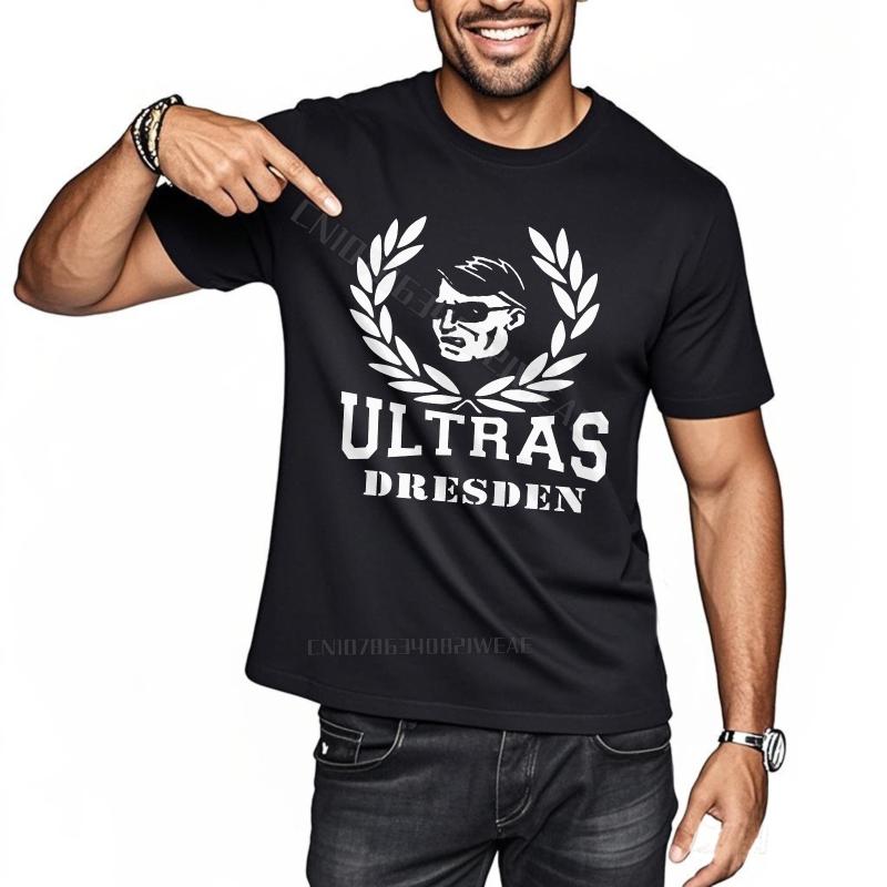 Top tees Black Summer Tshirt Ultras Dresden Logo Design Breathable Oversized Tshirt Trendy Adult Soft Cotton Teeshirt