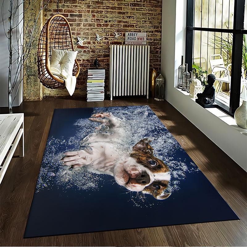 Diving Dog Underwater Design suitable as a non-slip mat for the living room or bedroom sofa