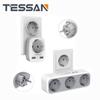 Tessan European Outlets Extender Power Strip with 1/3 AC Outlets, 2 USB Charging Ports and On/Off Switch EU Wall Socket for Home, Office, Travel