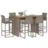 VidaXL 7 Pcs Garden Bar Set Without Cushions Grey Poly Rattan, Bar Table Set, Bar Table and Chair, 3328894