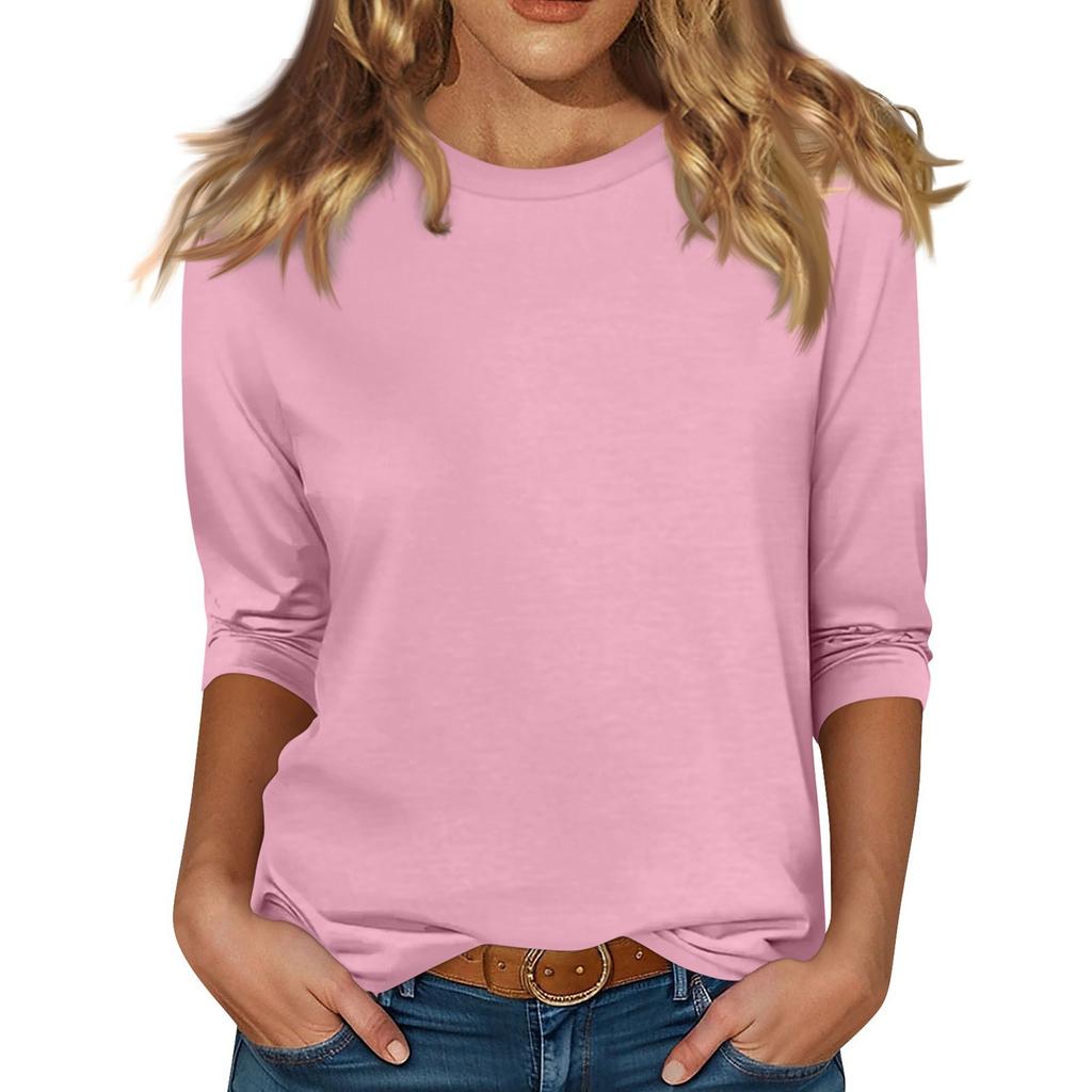 Женская бархатная рубашка с круглым вырезом и рукавом 3/4, верхняя одежда