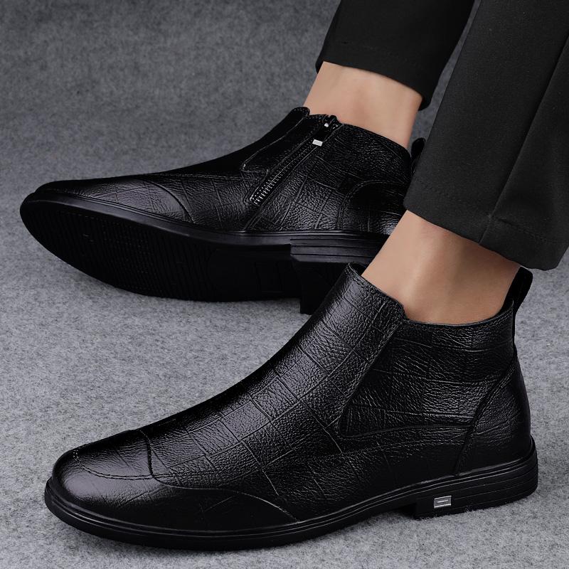 2024 Новые мужские формальные ботинки, роскошные брендовые деловые мужские туфли, высокие зимние ботинки, мужская обувь из крокодиловой кожи, нескользящие ботильоны