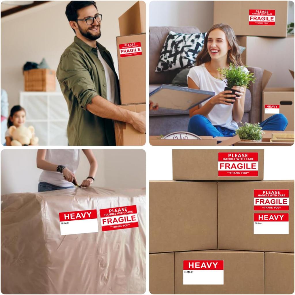 3x5 Inch Fragile Stickers and Heavy Sticker for Shipping, Moving Boxes. Strong Adhesive Fragile Labels, Handle with Care Sticker 180pcs