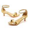 5 Cm Gold Light Mouth One-strip Sandals Thin Heel Fish Mouth Large Size Short Heel Medium Heel Sandals Women Wrist Buckle Women Shoes