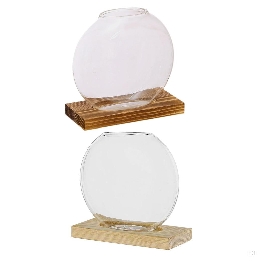 Ваза для цветов, стеклянный плантатор, станция размножения террариумных растений с деревянной подставкой для офиса