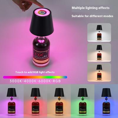 RGB Подключаемая Лампа-Бутылка для Вина Металлическая Настольная Лампа-Бутылка для Вина Перезаряжаемая Светодиодная Светящаяся Настольная Лампа