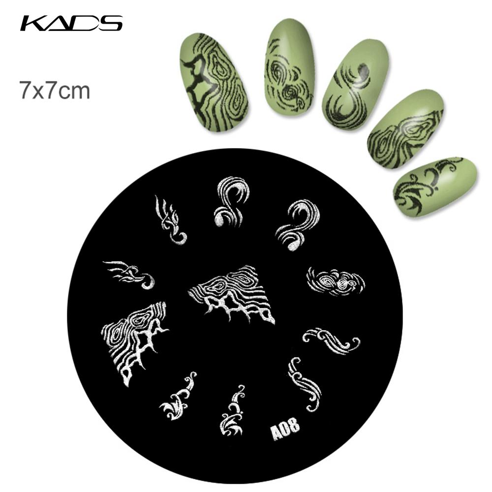 kads 1PC Round Stainless Steel Nail Art Nail Stamping Plates Manicure Stamp DIY for Nail Templates Classic Series Tools