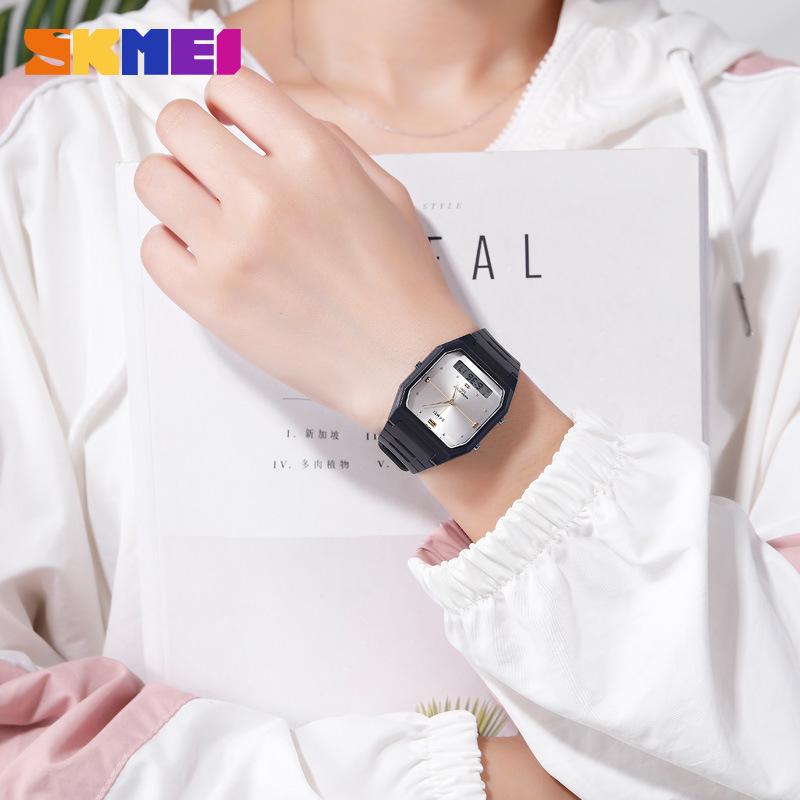 Moment America, новые ретро-часы с двумя дисплеями, квадратные, многофункциональные, с тремя дисплеями, электронные часы для студентов мужского и женского пола 1604