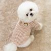 Simple Plaid Dog Winter Thickened Cotton-padded Coat Can Pull Teddy Than Bear Small Dog Velvet Two-legged Pet Clothes