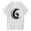 Men's High Quality 100%  Moon Print Casual Summer Cool Short Sleeve Men Tshirt Loose T-shirt Male Tee Shirts Male Tee Tops#Color