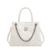 Simple Gentle Solid Color Diamond Chain Tote Bag Women Handbags Pink Beige SHHF62441