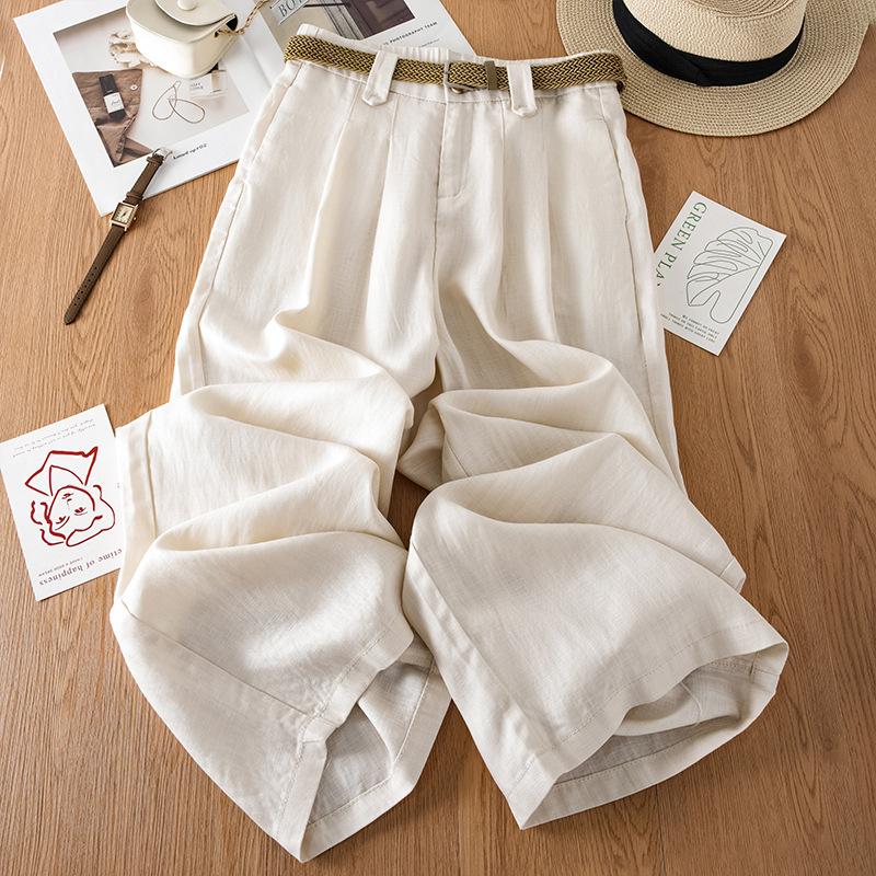 Yellow Tencel linen wide-leg pants women's 1116 new summer thin high-waisted loose and thin casual straight-leg pants