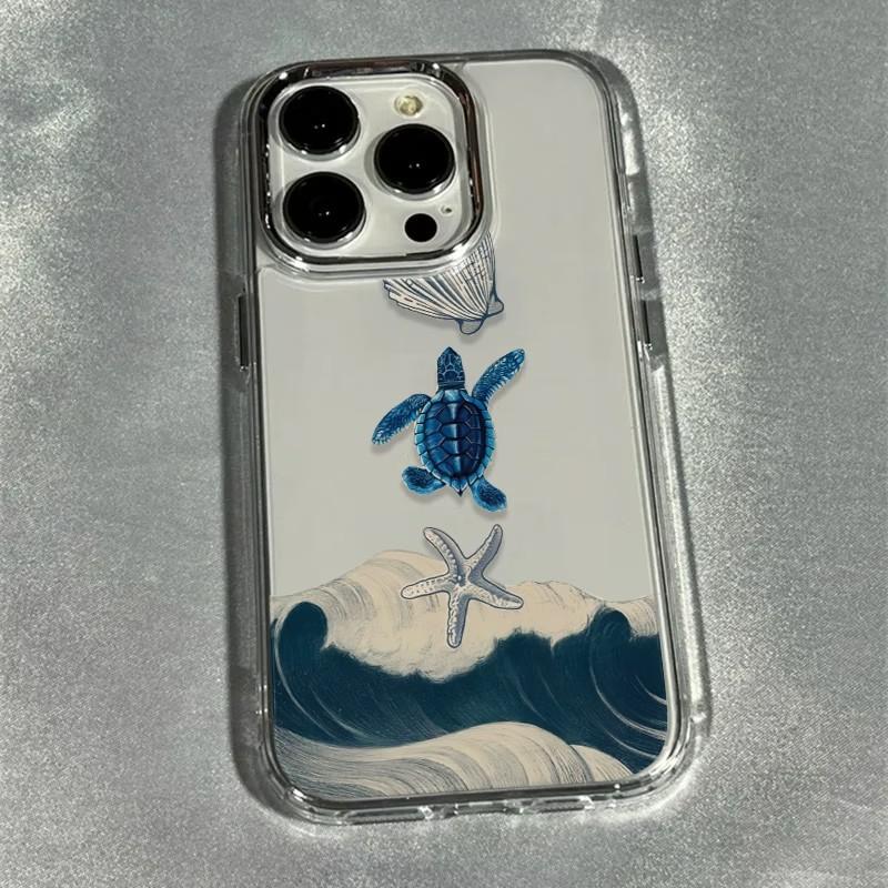 Мягкий чехол для телефона с рисунком Черепаха Звезда Волна Рамка для iPhone 17 17e 16 16e 15 14 13 12 11 Pro Max X XR 7 8 Plus Ударопрочный чехол Fundas