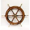 Antique Wooden Maritime Decor 30" Captains Ship Wheel Brass Anchor Wall Hanging Home Decor